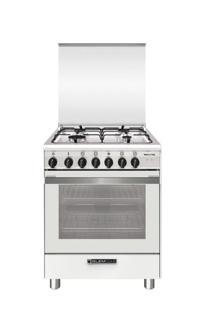 Glem SA664MWH6 Specialista Cucina da accosto cm. 60 - 4 fuochi a gas - bianco opaco