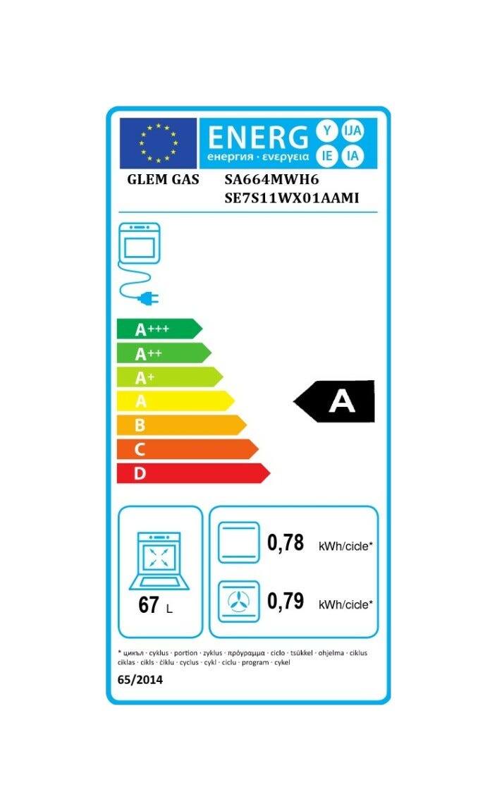 Glem SA664MWH6 Specialista Cucina da accosto cm. 60 - 4 fuochi a gas - bianco opaco