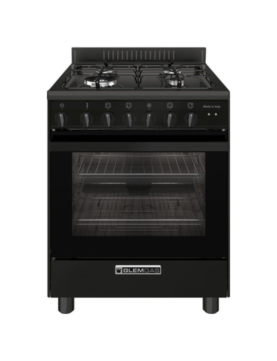 Glem SA66TMBK Specialista Cucina da accosto cm. 60 - 4 fuochi a gas - nero opaco