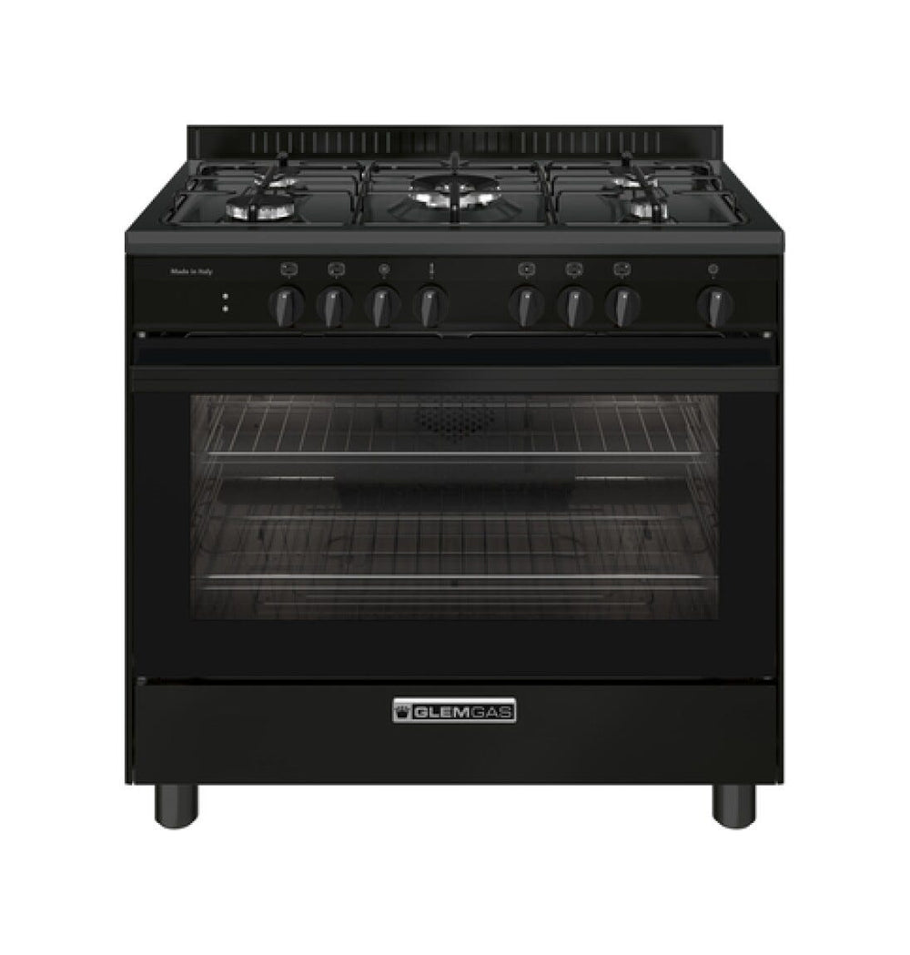 Glem SA965MBK Specialista Cucina da accosto cm. 90 - 5 fuochi a gas - nero opaco
