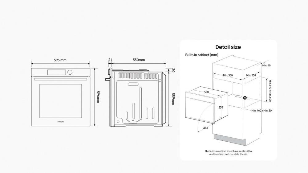 Samsung NV7B41307AK Forno multifunzione 76 L, pirolitico, Wi‑Fi integrato, vetro nero