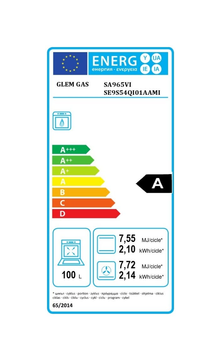 Glem SA965VI Specialista Cucina da accosto cm. 90 - 5 fuochi a gas - inox