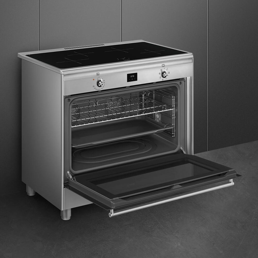 Smeg CG90CIXT Classica Cucina da accosto cm. 90x60 - 4 zone induzione + 1 forno elettrico - inox
