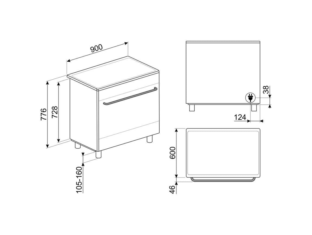 Smeg CG90CIXT Classica Cucina da accosto cm. 90x60 - 4 zone induzione + 1 forno elettrico - inox