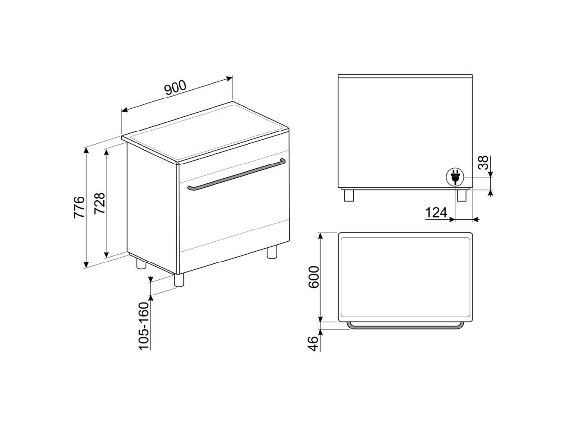 Smeg CG90CIXT Classica Cucina da accosto cm. 90x60 - 4 zone induzione + 1 forno elettrico - inox