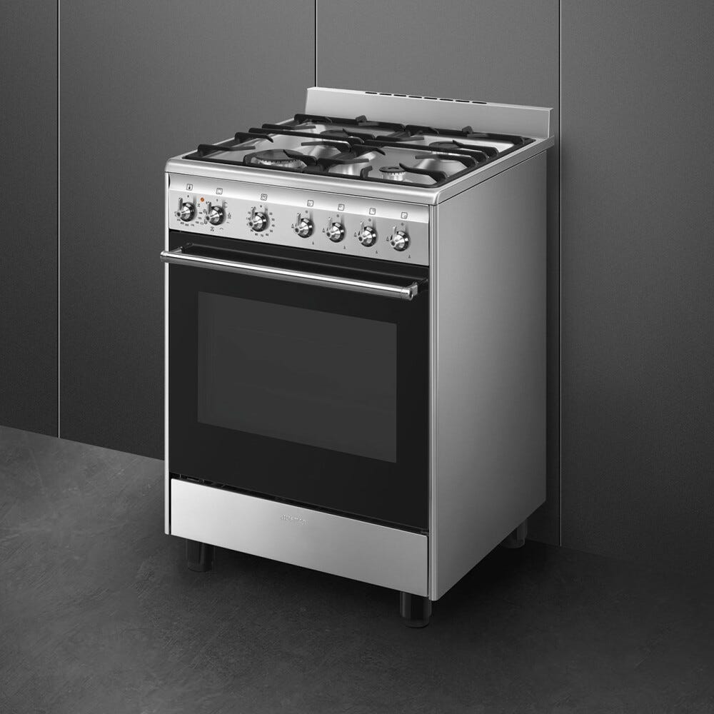 Smeg CX60GMX Classica Cucina da accosto cm. 60x60 - 4 fuochi a gas + 1 forno elettrico - inox