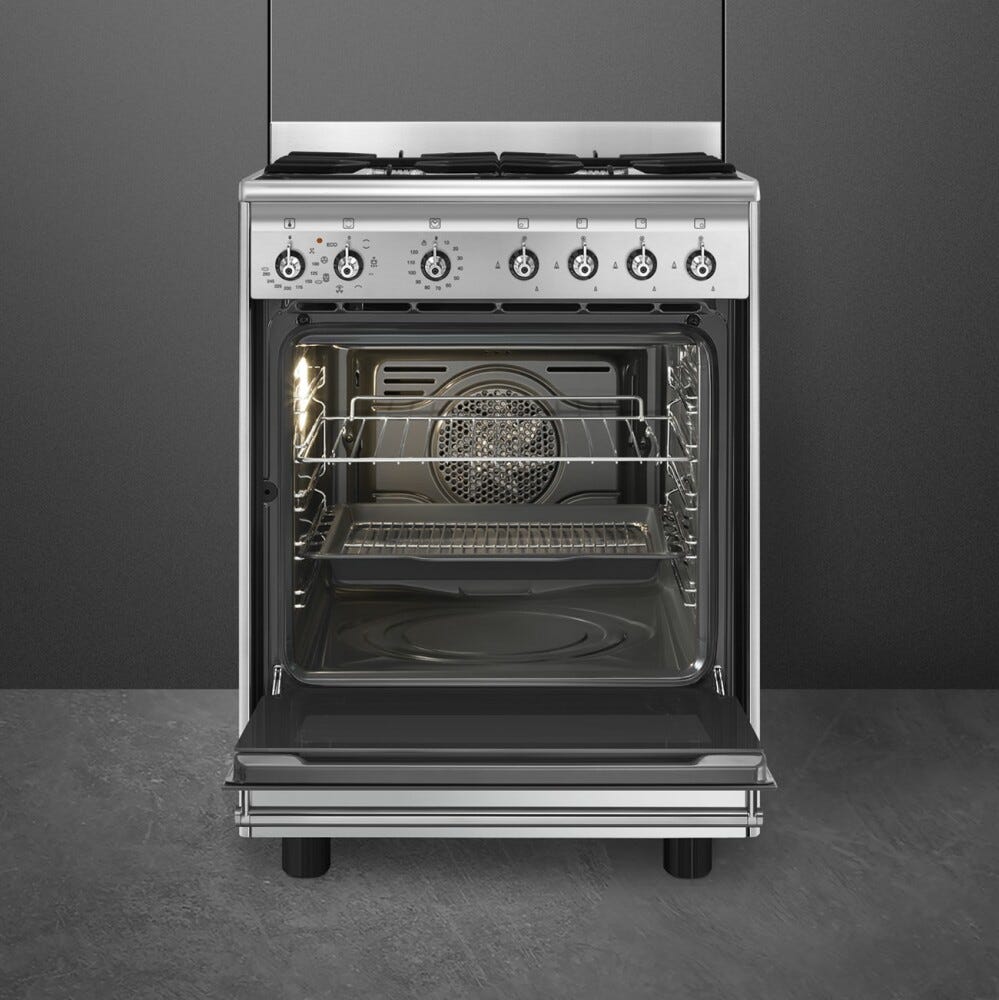 Smeg CX60GMX Classica Cucina da accosto cm. 60x60 - 4 fuochi a gas + 1 forno elettrico - inox