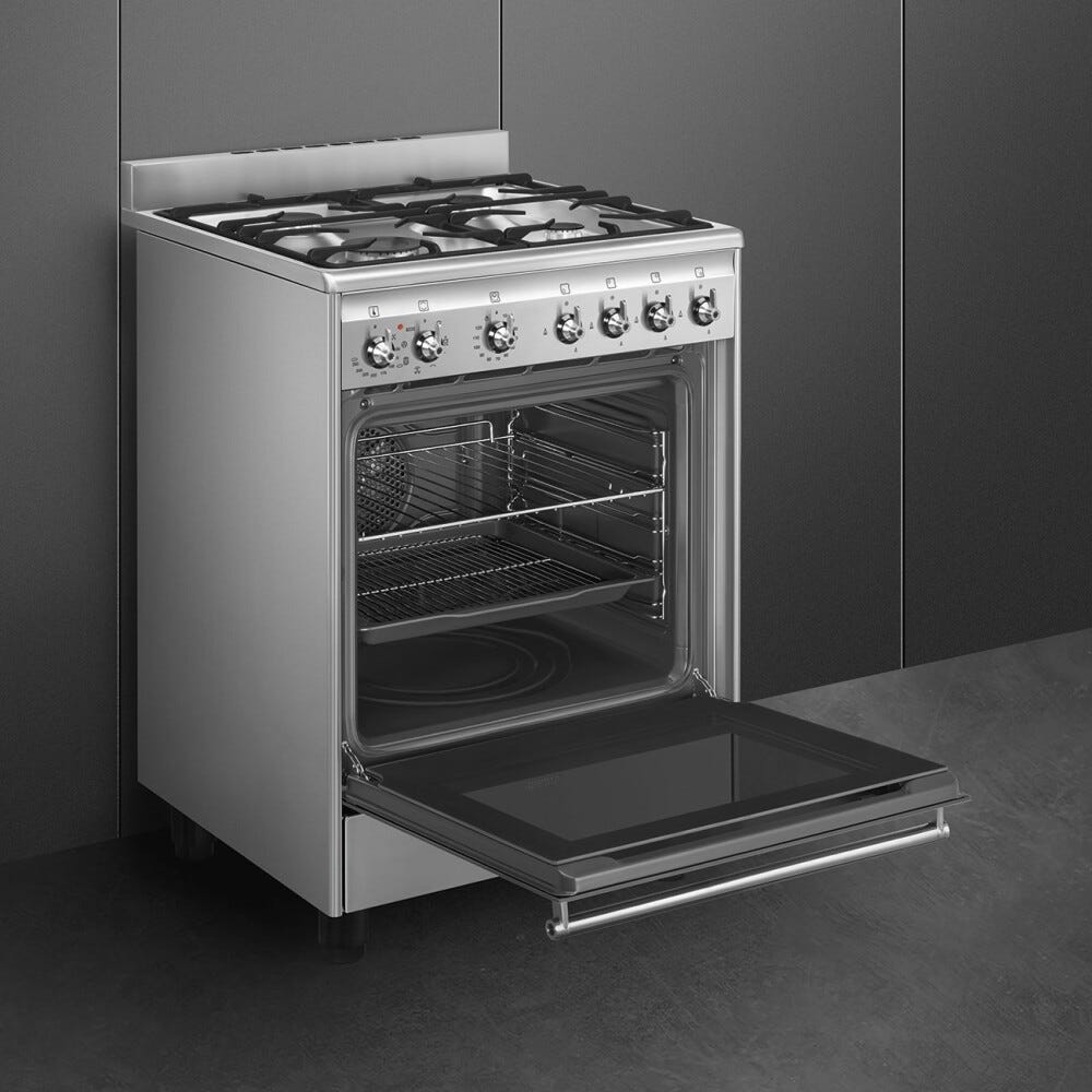 Smeg CX60GMX Classica Cucina da accosto cm. 60x60 - 4 fuochi a gas + 1 forno elettrico - inox