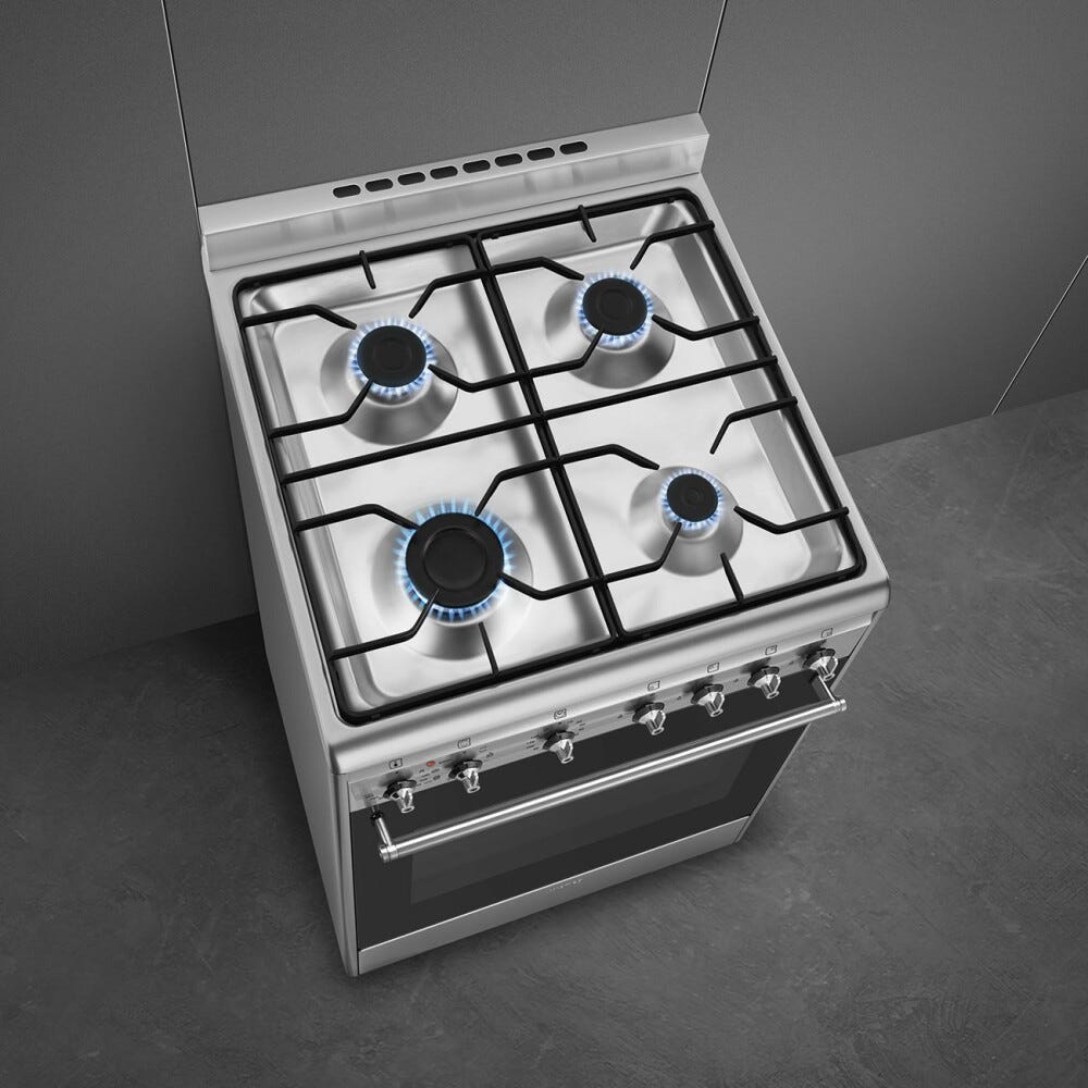 Smeg CX60GMX Classica Cucina da accosto cm. 60x60 - 4 fuochi a gas + 1 forno elettrico - inox