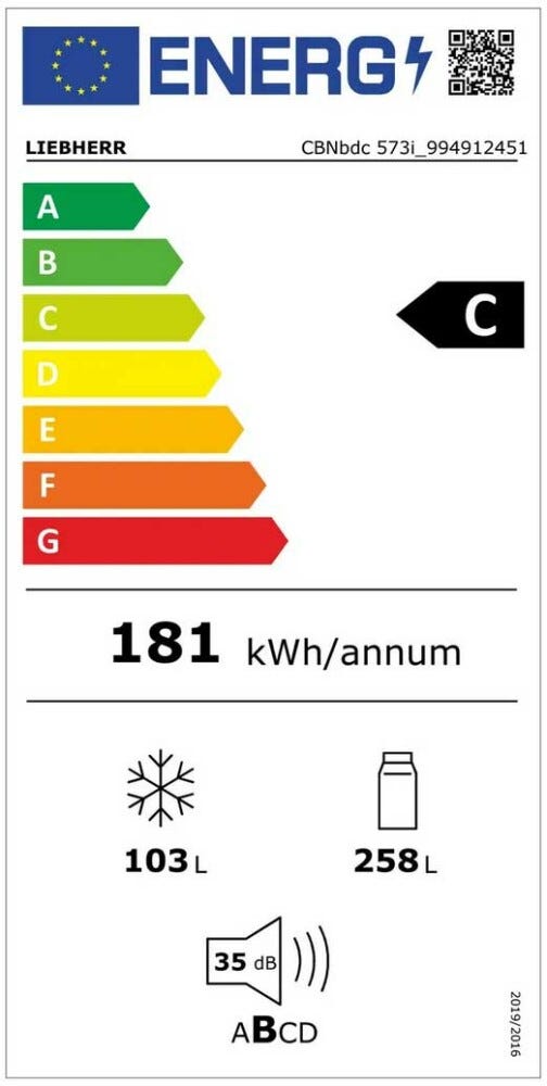 Liebherr CBNbdc 573i Plus Frigorifero con congelatore a libera installazione cm. 60 h. 202 - lt. 361 - inox black