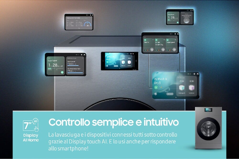 Samsung WD18DB8995BZT2 Bespoke Ai Laudry Combo™ Lavasciuga cm. 69 h. 111 - lavaggio 18 kg - asciugatura 11 kg - gray
