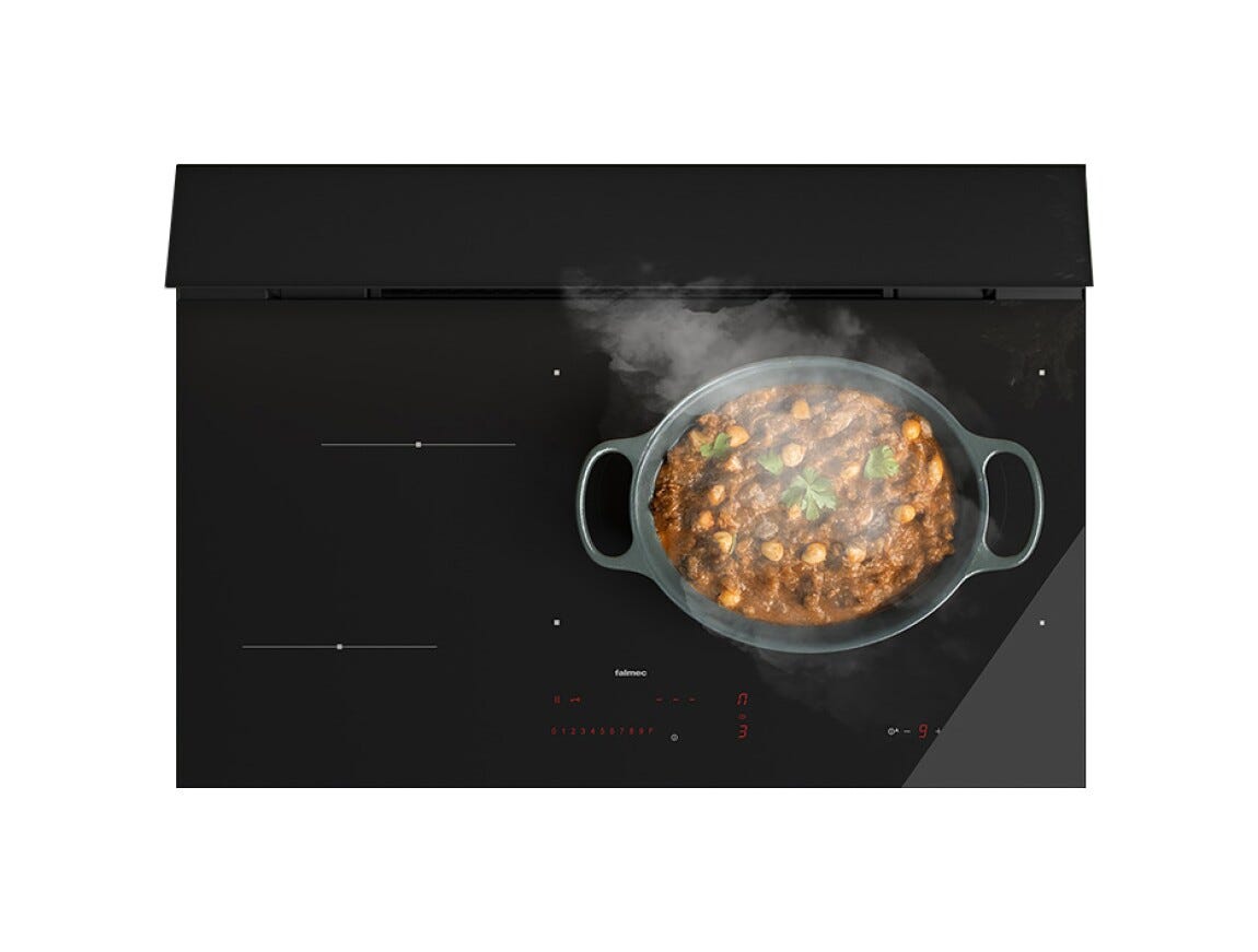 Falmec BRERA 75 COOKING SYSTEM Piano cottura a induzione cm 75 con cappa integrata da 800 m3/h - vetroceramica nero lucido