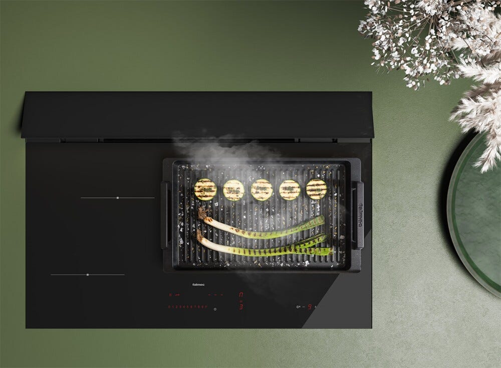 Falmec BRERA 75 COOKING SYSTEM Piano cottura a induzione cm 75 con cappa integrata da 800 m3/h - vetroceramica nero lucido