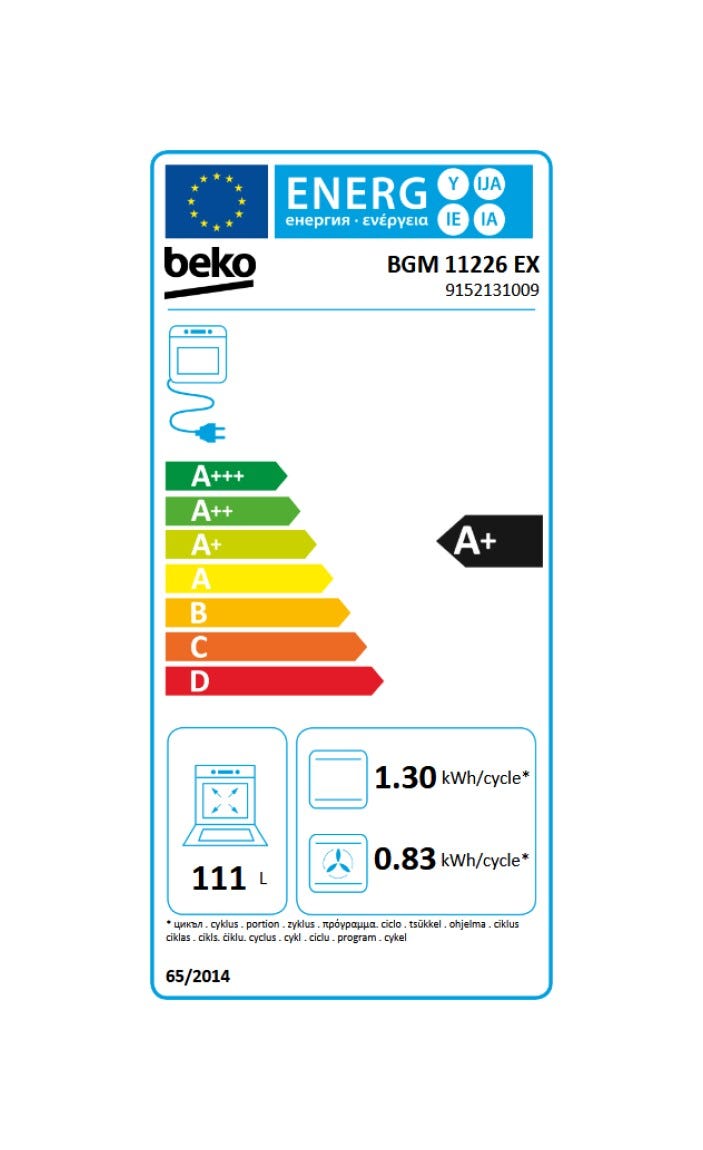Beko BGM 11226 EX Cucina da accosto cm. 90x60 - 5 fuochi a gas + 1 forno elettrico - inox