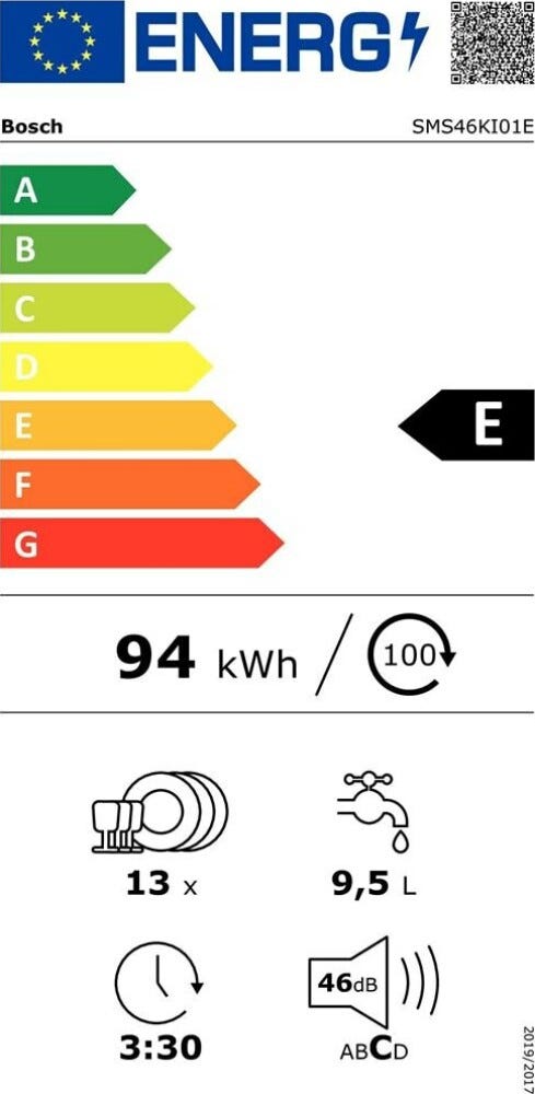 Bosch SMS46KI01E 4 Lavastoviglie a libera installazione cm. 60 - 13 coperti - inox spazzolato antimpronta