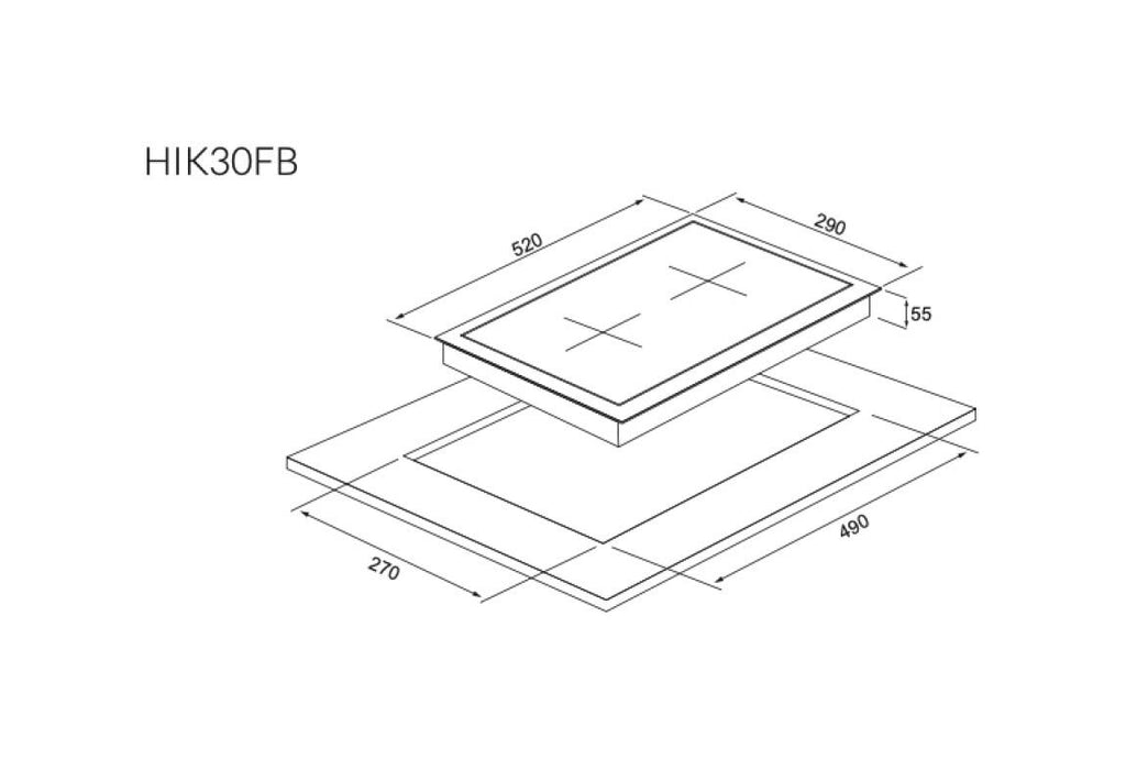 Cromberg HIK30FB Piano cottura a induzione domino cm. 29 - vetro nero