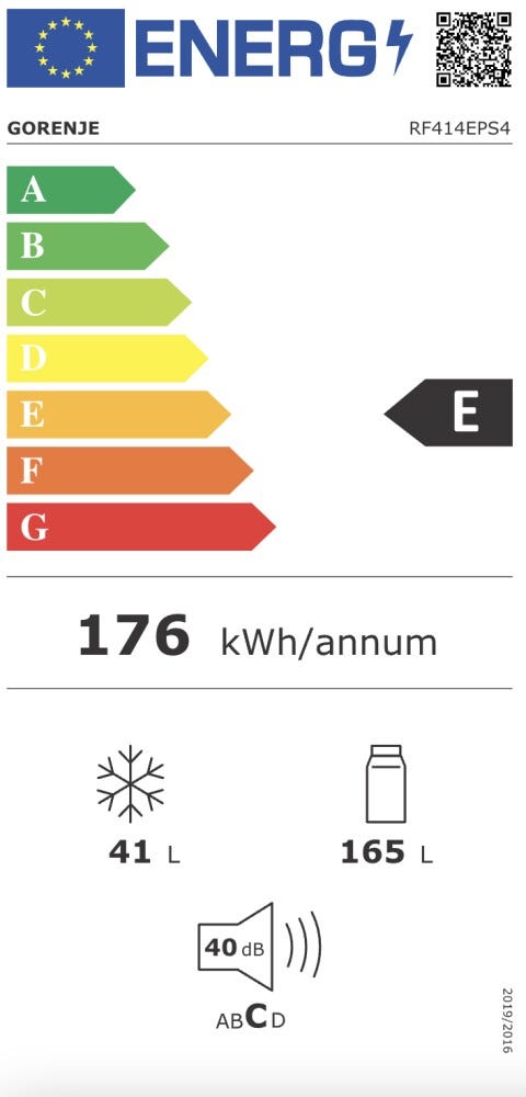 Gorenje RF414EPS4 Frigorifero con congelatore a libera installazione cm. 55 h. 144 - lt. 206 - grigio
