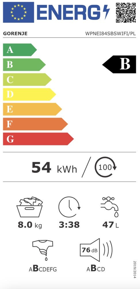 Gorenje WPNEI84SBSWIFI/PL Lavatrice cm. 60 - capacità 8 kg - bianco