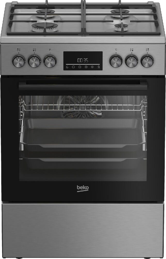 Beko FBMA61330GXDTN Cucina da accosto cm. 60 - 4 fuochi gas + 1 forno a gas - argento