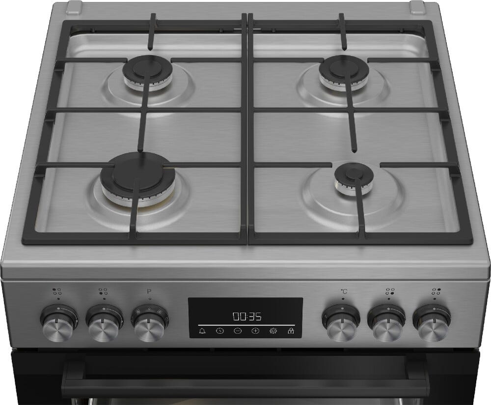 Beko FBMA61330GXDTN Cucina da accosto cm. 60 - 4 fuochi gas + 1 forno a gas - argento