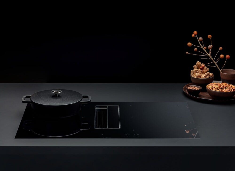 Falmec ZERO 76 COOKING SYSTEM Piano cottura a induzione 76 cm con cappa aspirante integrata da 600 m3/h - vetroceramica nero
