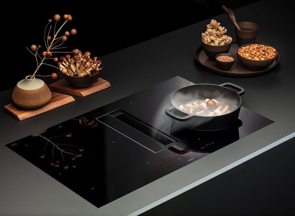 Falmec ZERO 76 COOKING SYSTEM Piano cottura a induzione 76 cm con cappa aspirante integrata da 600 m3/h - vetroceramica nero