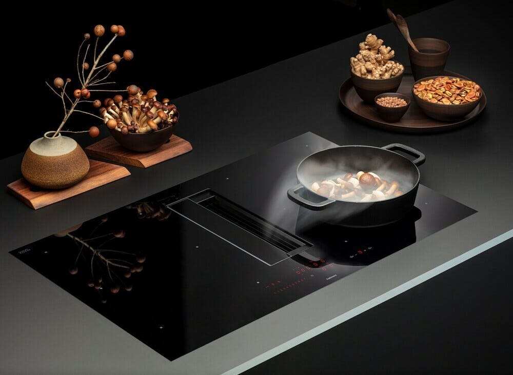Falmec ZERO EASY 76 COOKING SYSTEM Piano cottura a induzione 76 cm con cappa filtrante integrata da 600 m3/h - vetroceramica nero