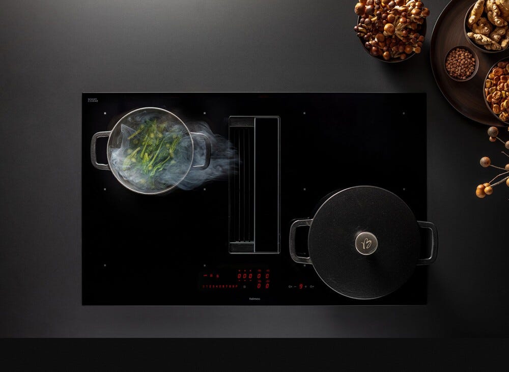 Falmec ZERO COOKING SYSTEM Piano cottura a induzione 84 cm con cappa aspirante integrata da 600 m3/h - vetroceramica nero