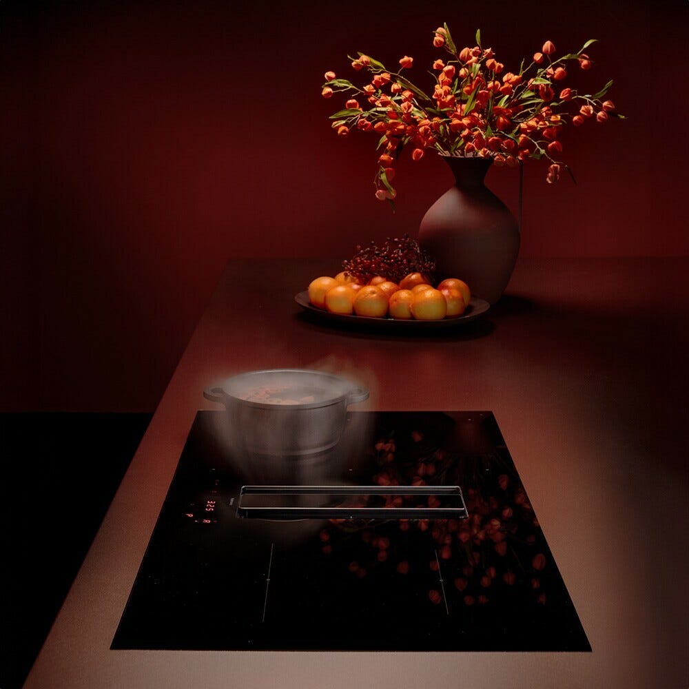 Falmec ZERO EASY COOKING SYSTEM Piano cottura a induzione 84 cm con cappa filtrante integrata da 600 m3/h - vetroceramica nero