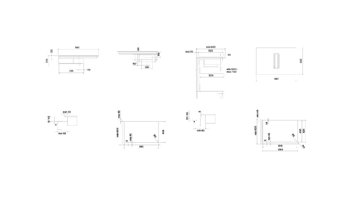Falmec ZERO EASY COOKING SYSTEM Piano cottura a induzione 84 cm con cappa filtrante integrata da 600 m3/h - vetroceramica nero