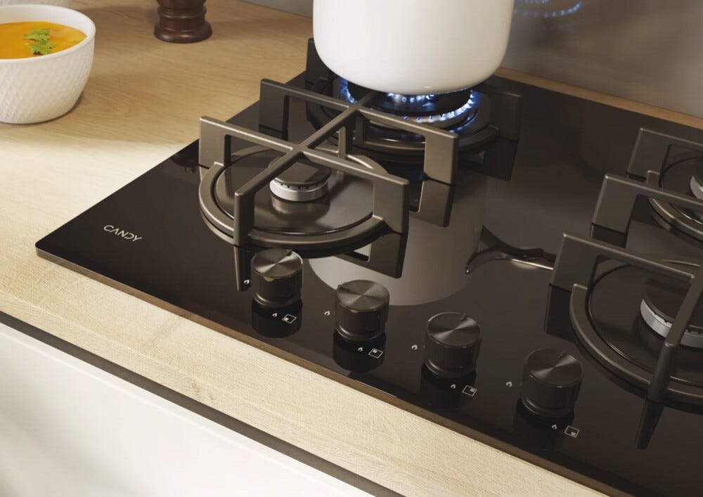 Candy 33803483 Moderna Gas on Glass Piano cottura a gas cm. 60 - vetro nero