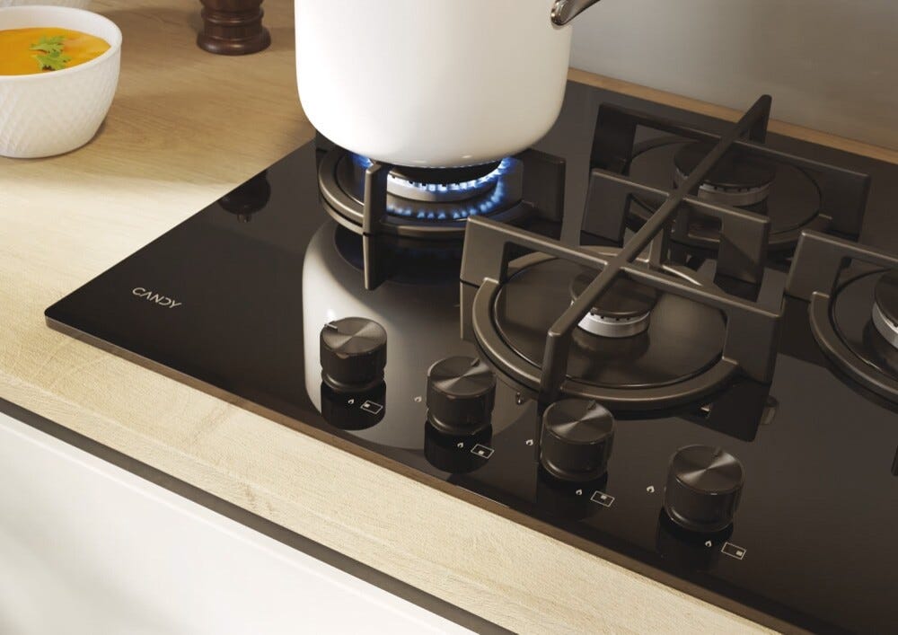 Candy 33803485 Moderna Gas on Glass Piano cottura a gas cm. 60 - vetro nero