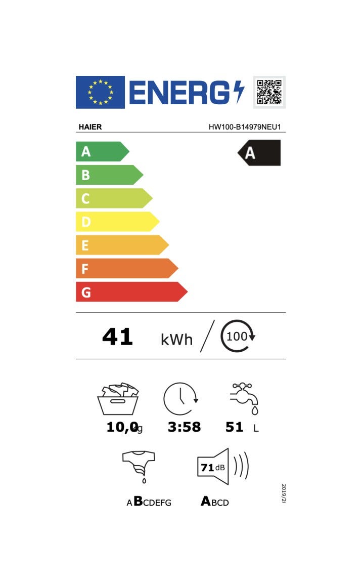 Haier HW100-B14979NEU1 I-Pro Serie 7 Plus Lavatrice cm. 60 - capacità 10 kg - bianco