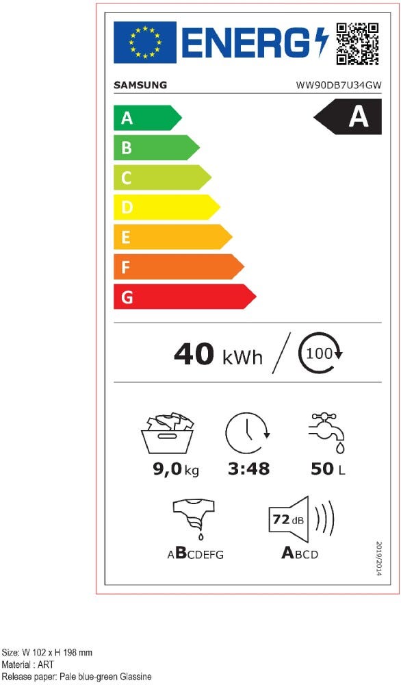 Samsung WW90DB7U34GWU3 Bespoke ai Lavatrice cm. 60 - capacità 9 kg - bianco/nero