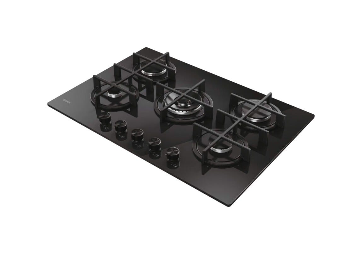 Candy CVG74WTB Moderna Gas on Glass Piano cottura a gas cm. 75 - nero