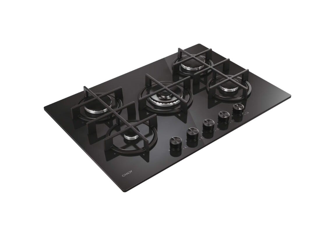 Candy CVG74WTB Moderna Gas on Glass Piano cottura a gas cm. 75 - nero