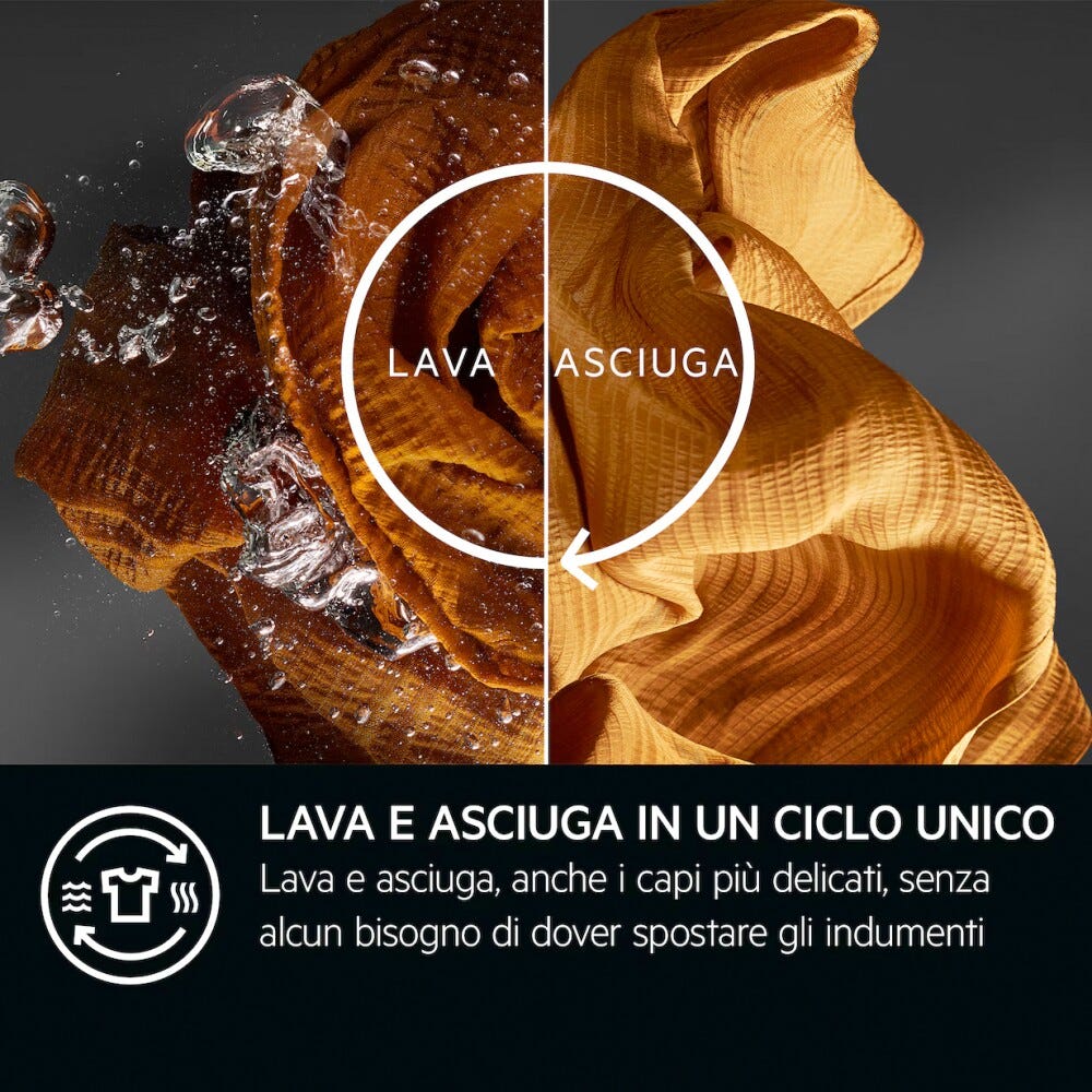 AEG LWR7BLACK Serie 7000 ProSteam® Lavasciuga cm. 60 - lavaggio 10 kg - asciugatura 6 kg - nero