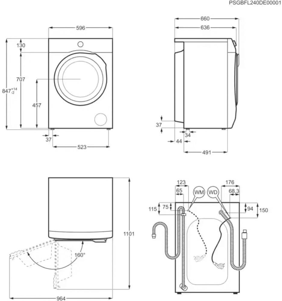 AEG LWR7BLACK Serie 7000 ProSteam® Lavasciuga cm. 60 - lavaggio 10 kg - asciugatura 6 kg - nero