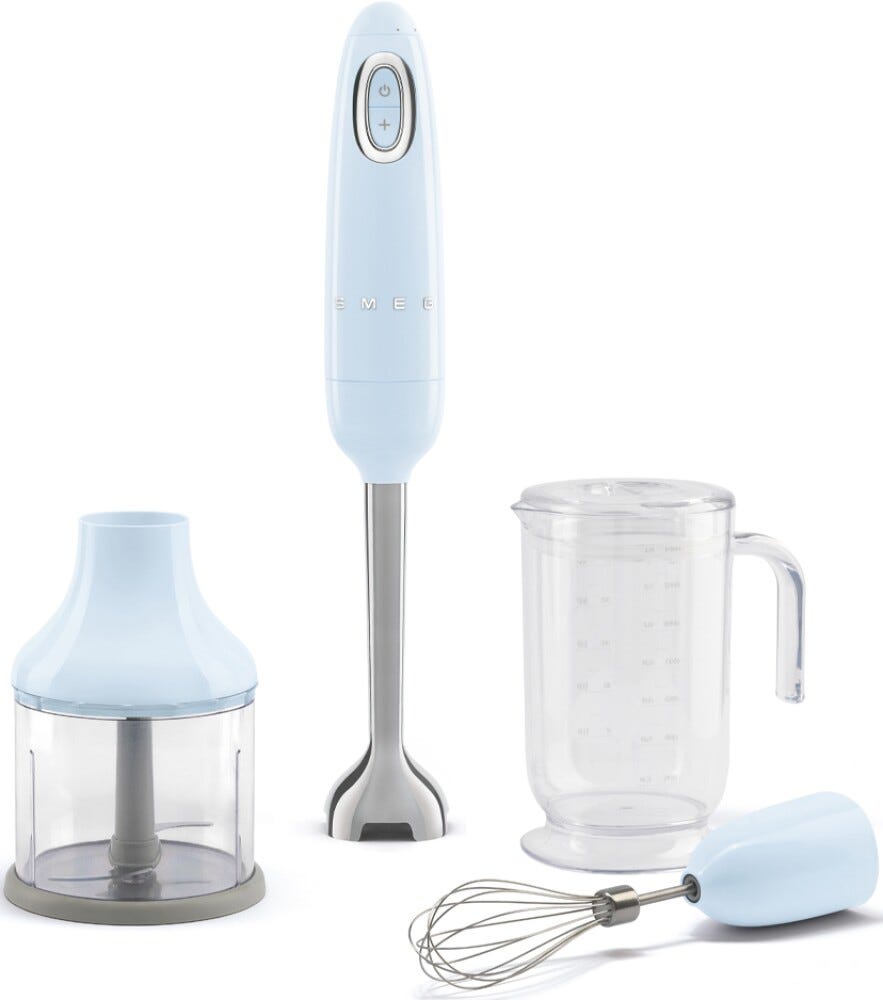 Smeg Selection HBF03PBEU 50'S Style Frullatore a immersione con accessori - azzurro lucido