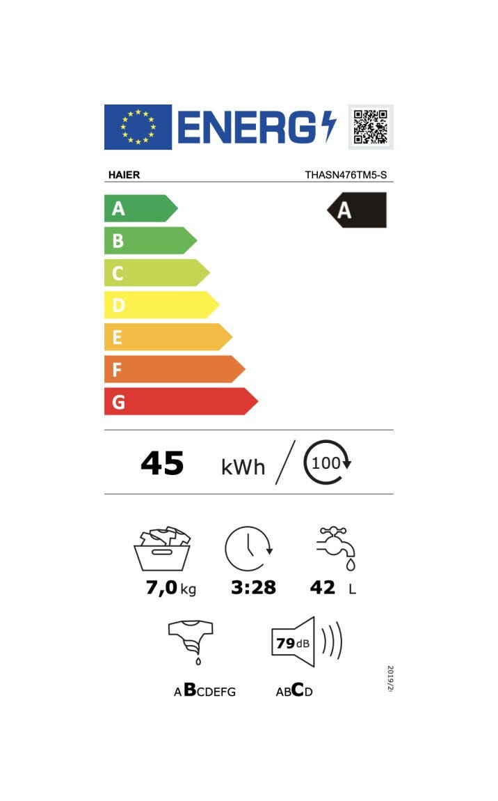 Haier THASN476TM5-S T Serie 7 Lavatrice a carica dall'alto cm. 41 - capacità 7 kg - bianco