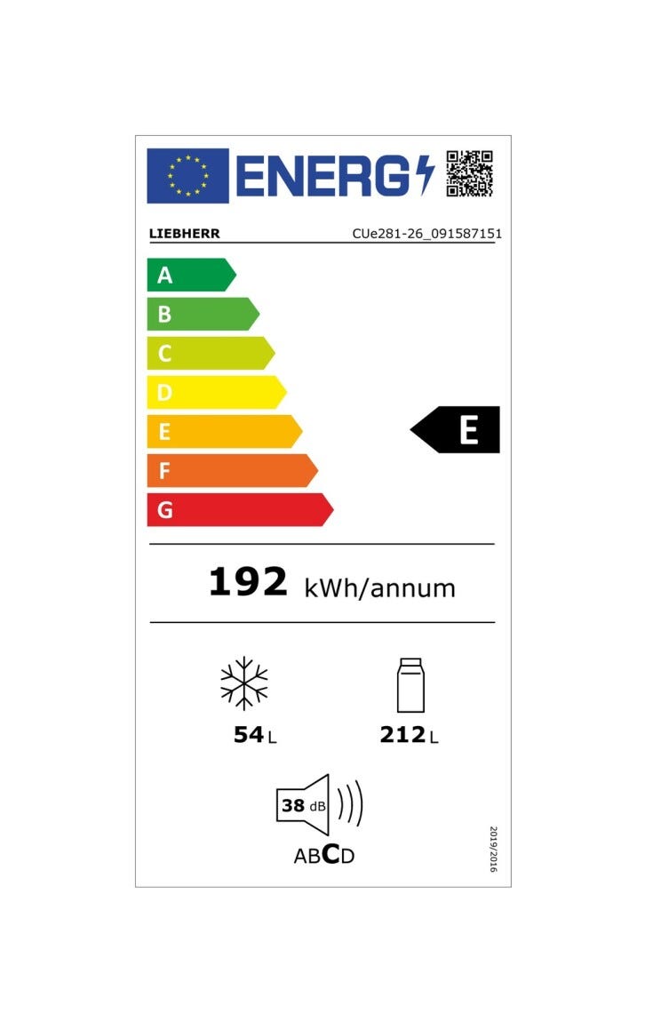 Liebherr CUe281 Frigorifero con congelatore a libera installazione cm. 55 h. 161 - lt. 265 - bianco