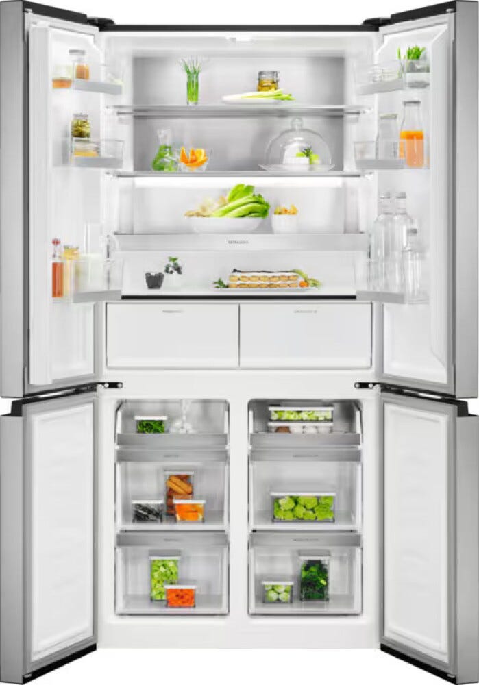 Electrolux ELT9VE52U0 Serie 900 MultiSwitch Frigorifero con congelatore 4 porte cm. 91 h. 190 - lt. 522 - inox