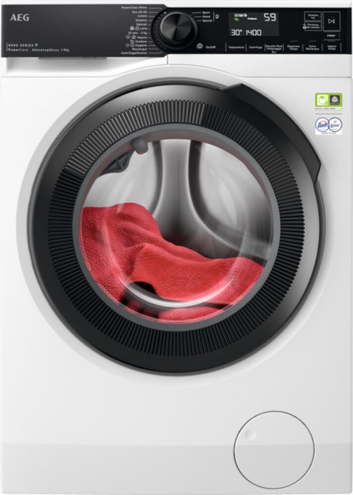 AEG LR8H94GBY Serie 8000 PowerCare UniversalDose Lavatrice cm. 60 - capacità 9 kg - bianco