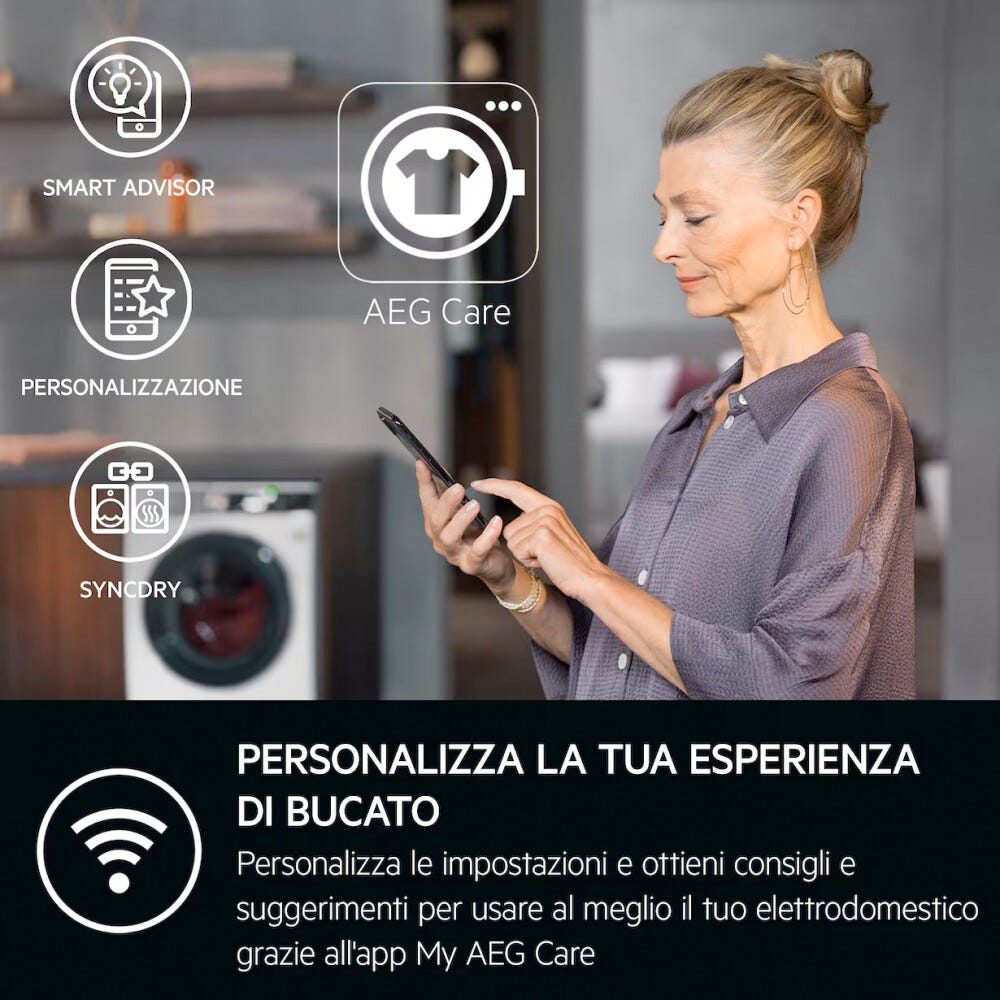 AEG LR8H94GBY Serie 8000 PowerCare UniversalDose Lavatrice cm. 60 - capacità 9 kg - bianco