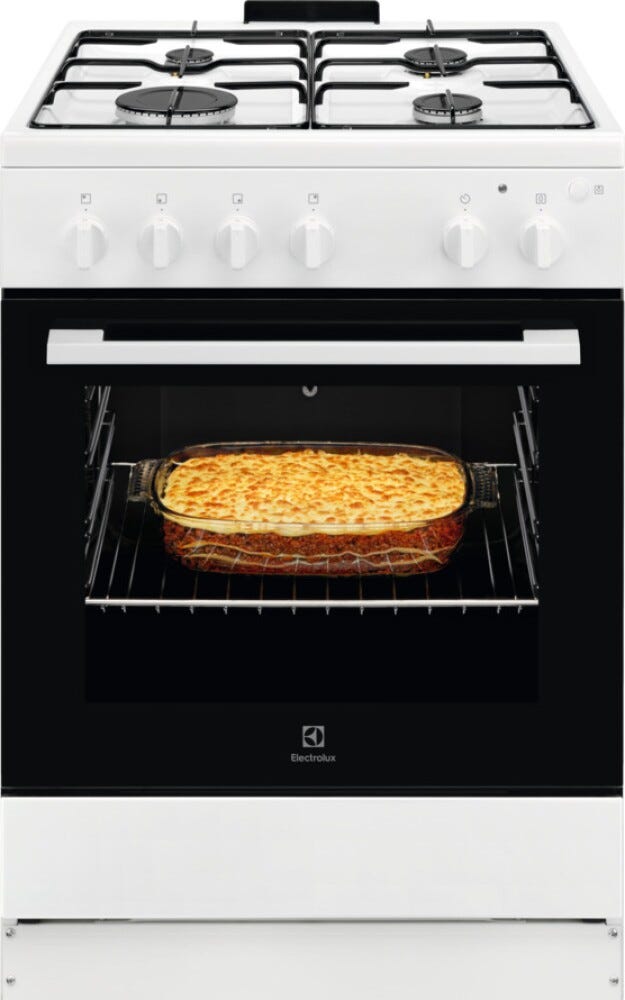 Electrolux LKG604012W Cucina da accosto cm. 60 - 4 fuochi gas + 1 forno a gas - bianco
