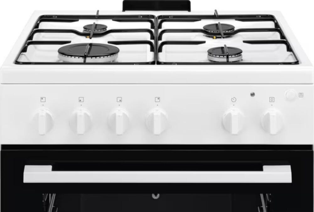 Electrolux LKG604012W Cucina da accosto cm. 60 - 4 fuochi gas + 1 forno a gas - bianco