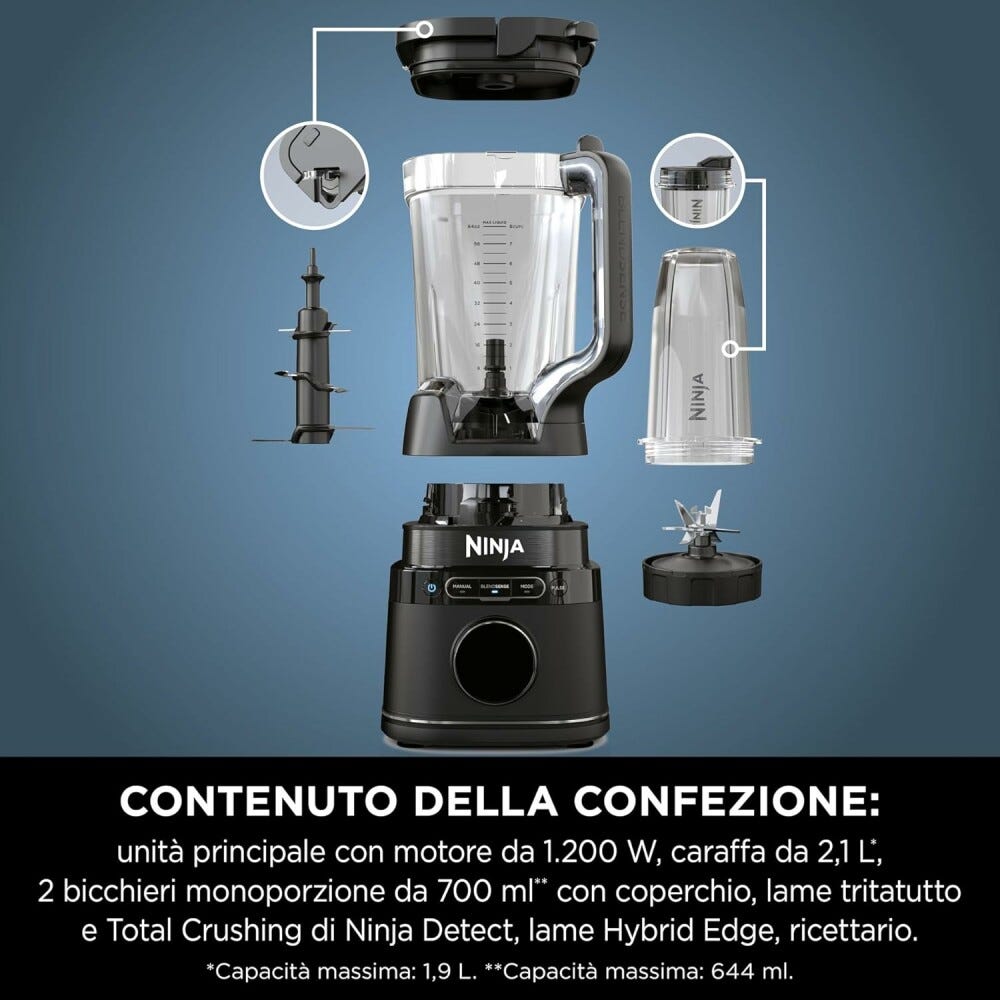 Ninja TB301EU Detect Frullatore ad alta potenza 2,1 l + bicchieri - nero