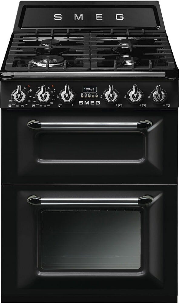 Smeg TR62BL Victoria Cucina da accosto cm. 60x60 - 4 fuochi a gas + 2 forni elettrici - nero lucido