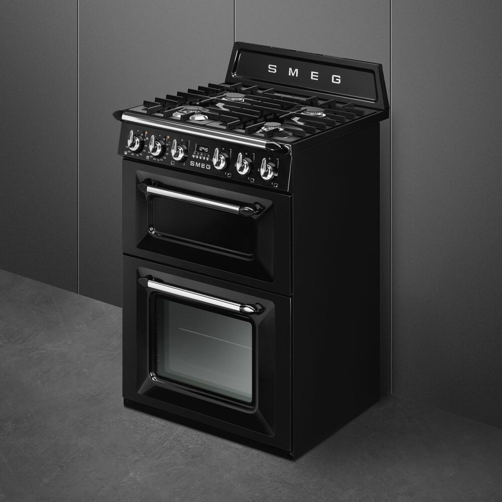 Smeg TR62BL Victoria Cucina da accosto cm. 60x60 - 4 fuochi a gas + 2 forni elettrici - nero lucido
