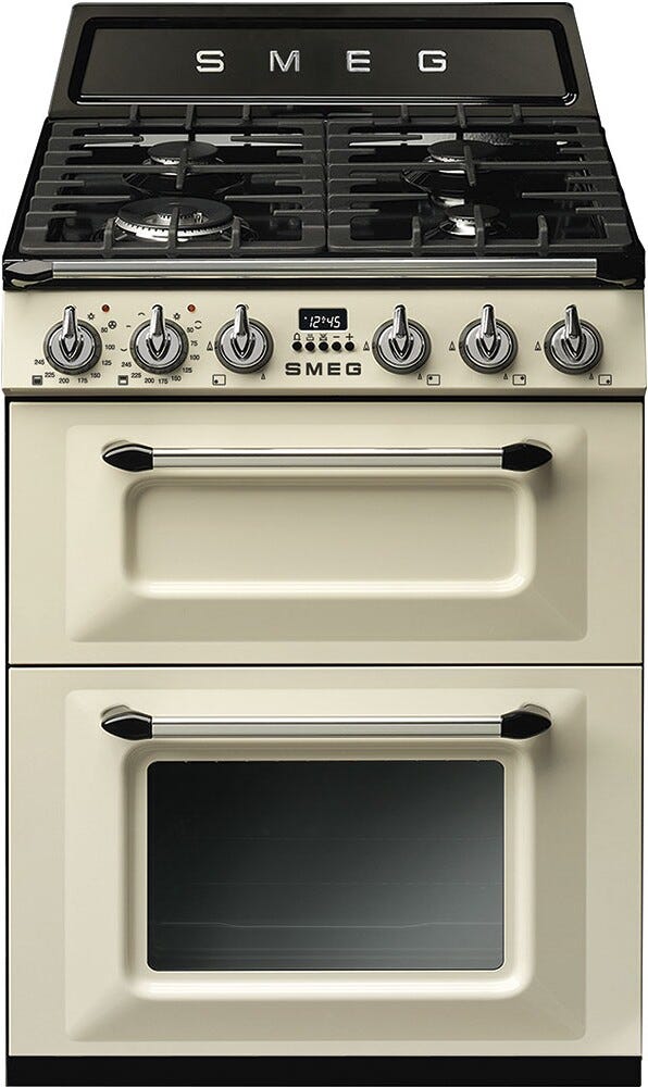 Smeg TR62P Victoria Cucina da accosto cm. 60x60 - 4 fuochi a gas + 2 forni elettrici - panna lucido